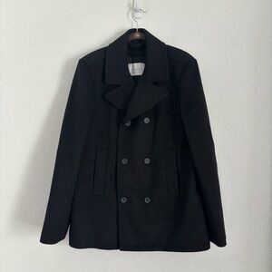 Everlane Women's Size Large Black Wool Blend Double Breasted Coat Jacket